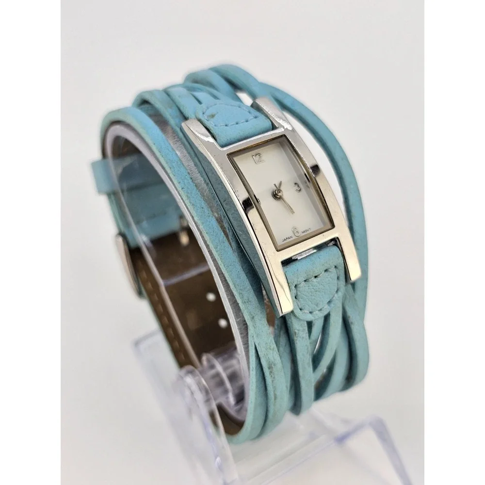 Women's Analog Watch 19MM Gray Dial Blue Braided Faux Leather‎ Band NEW Battery